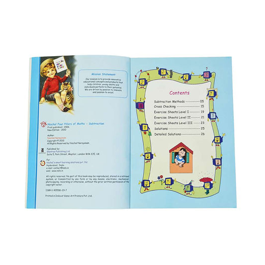 Nischals World Four Pillars of Math book set featuring innovative techniques for Addition, Subtraction, Multiplication, and Division.