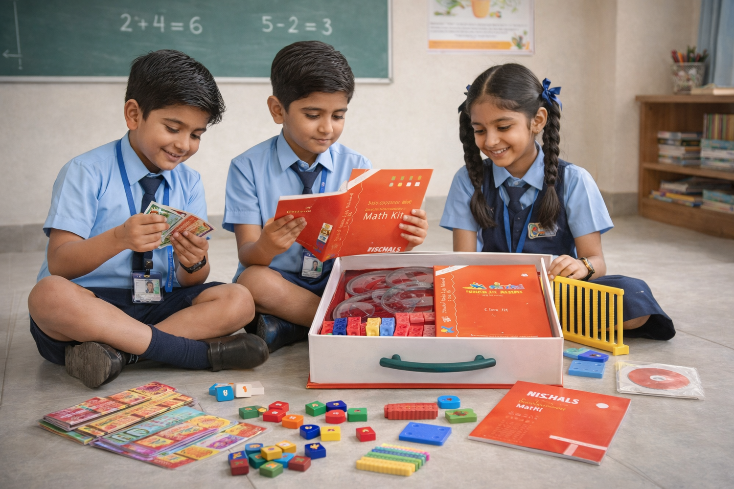 Student using Nischals Math Kit for hands-on learning